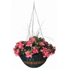 Round Resin Wicker Hanging Basket with Chain Hanger   